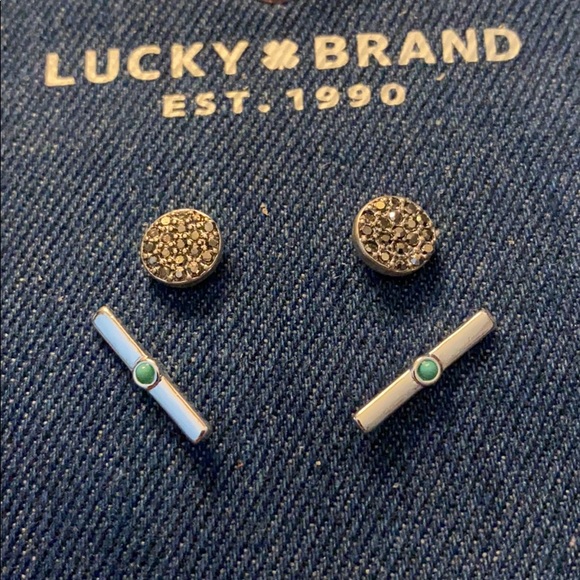 NEW 3 pairs of stud & hoop earrings bling/stones - Picture 3 of 7